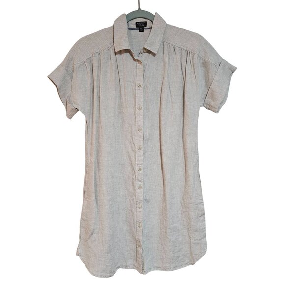 Boho J Crew Baird McNutt Irish Soft Linen Relaxed fit Shirt Dress Flax Capsule X - Picture 2 of 13